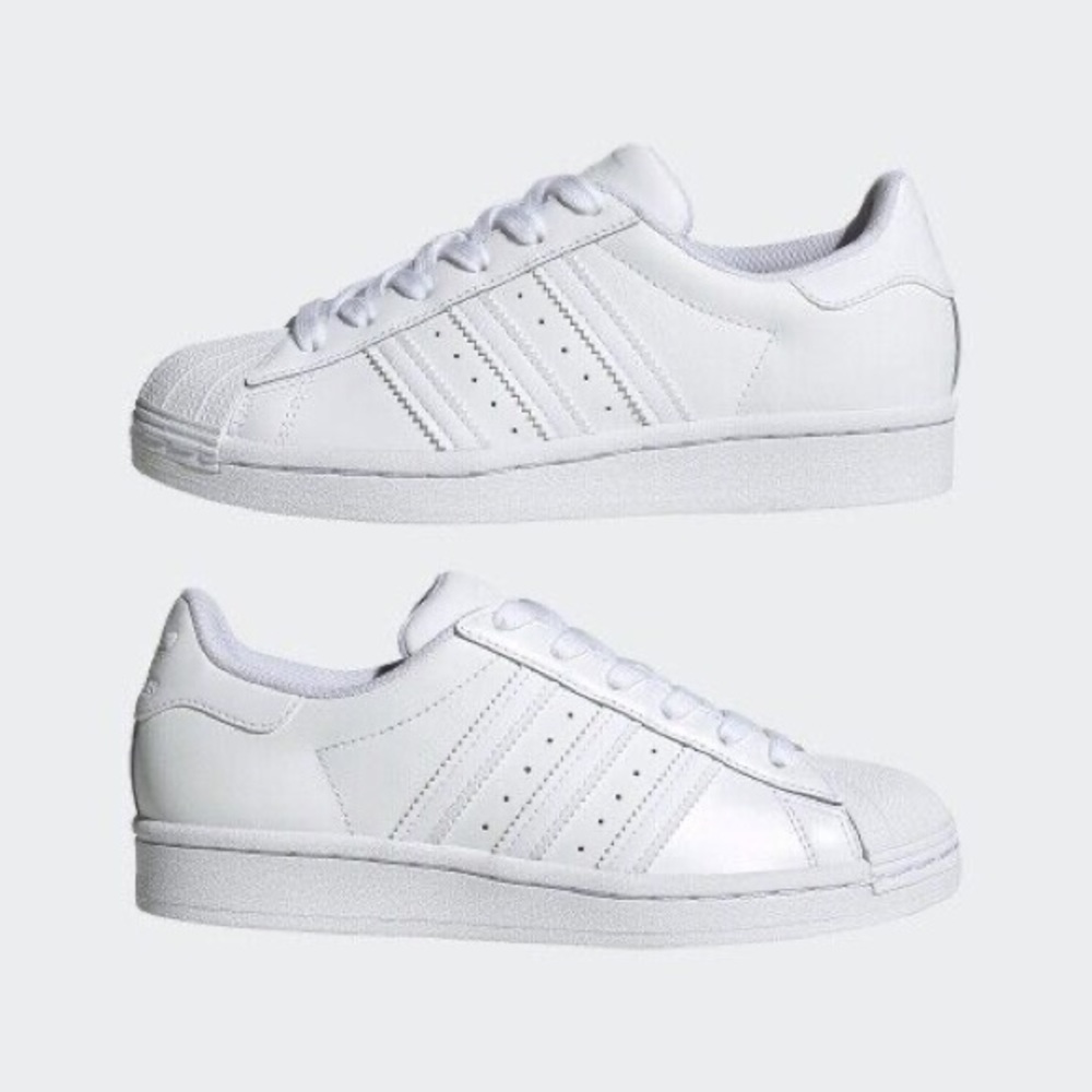 NEW ADIDAS KIDS ORIGINALS SUPERSTAR J TRIPLE WHITE SHELLTOE SZ 6 1/2